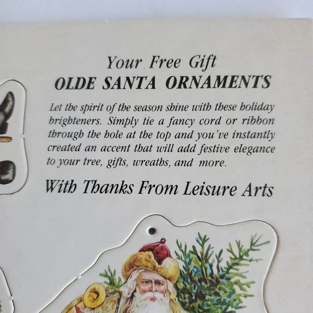Leisure Arts Cardboard Ornaments 1991  On Card santa‎ claus